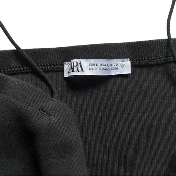 Zara Womens Grey Tank Crop top Spaghetti Strap Straight Cut V Neck Line Sz Large - Picture 2 of 8